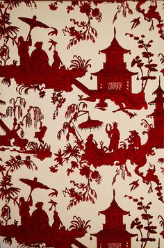 Chinese Theme Wallpaper, Red Chinese Wallpaper, Red Chinoiserie Wallpaper, Red And Cream Wallpaper, Red And White Wallpaper, Red Chinoiserie, Asian Wallpaper