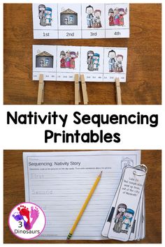 Free Mini Nativity Sequencing Printable – 3 Dinosaurs