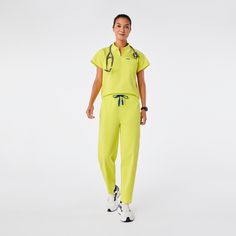 Official FIGS® Scrubs. Ridiculously Soft Scrubs Designed Just For You. Get Free Shipping On Orders $50+! | FIGS Womens Serving Lime High Waisted Sheridan - Tall Relaxed Barrel Scrub Pant Figs Scrubs, Scrub Pants, Lime Green, Scrubs, Barrel, High Waisted, Free Shipping, Pants, Design