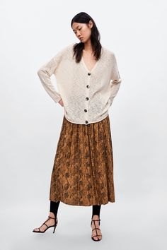 Image 1 of RUSTIC TEXTURED CARDIGAN from Zara Textured Cardigan, Lace Skirt, Midi Skirt, Zara, Lace, Clothes