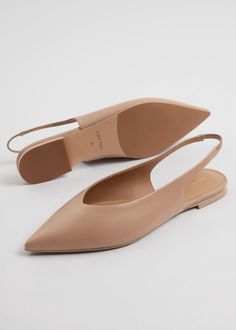 Pointy Leather Slingback Flats Tan Flats, Bridesmaid Shoes, Womens Summer Shoes, Women's Loafers, Heels Black, Pretty Shoes