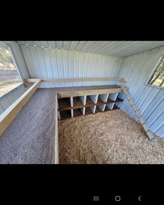 the inside of a shed that is being used for storage