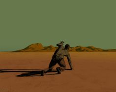 a man standing in the middle of a desert