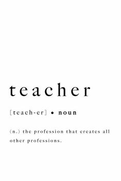 the words teacher are written in black and white