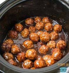 the meatballs are being cooked in the slow cooker to make them look delicious