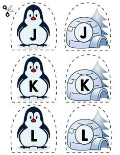 the letter j is for penguin and it has four penguins with their name on it