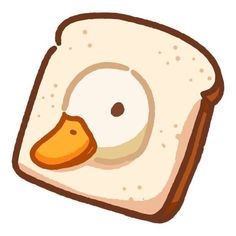 a piece of bread with a duck face on it