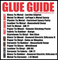 a poster with the words glue guide on it