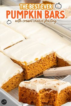 Pumpkin Bars Fall Dessert Recipes Pumpkin, Pumpkin Cream Cheese Bars, Pumpkin Bars With Cream Cheese, Bars With Cream Cheese Frosting, Bars With Cream Cheese, Cream Cheese Bars, Fall Baking Recipes, Thanksgiving Cooking, Pumpkin Bars