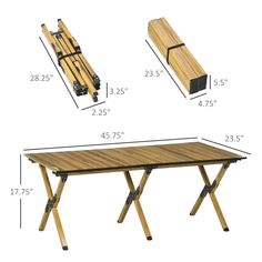 the measurements for a folding table and bench