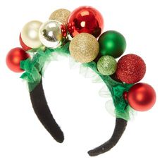 a headband with christmas ornaments on it