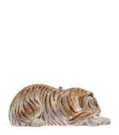 Find JUDITH LEIBER Embellished Bengal Tiger Clutch on Editorialist. The Judith Leiber Embellished Bengal Tiger Clutch is crafted in the shape of a tiger and adorned with sparkling crystal embellishments. The clutch features a metal chain strap and a push lock closure. It is made of resin and measures approximately 9.5 inches in length, 4.5 inches in height, and 4.5 inches in width. Tiffany Blue Box, Silver Blonde, Crystal Clutch, Bengal Tiger, Beauty Gift Sets, Big Cat, Boots Knee