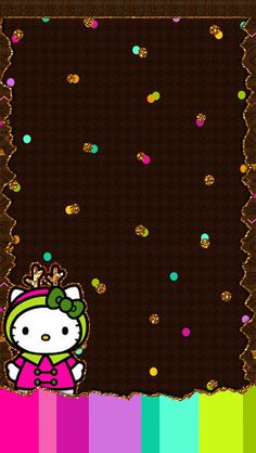 the hello kitty wallpaper has been changed to be brown and pink with gold glitters