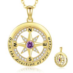 PRICES MAY VARY. 🎁 18K Gold Plated Compass Necklace: Crafted from premium S925 sterling silver and finished with 18k gold plating, this gold necklace guarantees both exquisite beauty and hypoallergenic qualities. Resistant to oxidation, it ensures lasting elegance. Pendant dimensions: 1.26"*0.95". Chain Length: 17.7" with an additional 2" for adjustment. 🎁 Rotating Pendant Design: Break away from conventional necklaces with our innovative rotating pendant design. Easily switch between front an Rotating Pendant, Compass Necklace Silver, Graduation Necklace, Compass Pendant, 2024 Graduation, Compass Necklace, College Gifts, Graduation Gifts For Her, Gift For Daughter