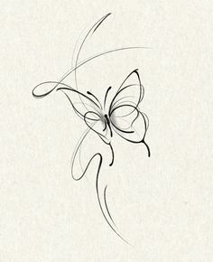 a black and white drawing of a butterfly on a piece of paper with lines coming out of it