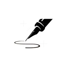 a black and white drawing of a fountain pen