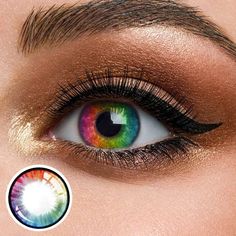 Rainbow Eye Contacts, Rainbow Contact Lenses, Glitter Contacts, Rainbow Contacts, Colored Contacts For Brown Eyes, Eye Color Contacts, Galaxy Contacts, Coloured Contacts