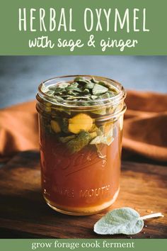 This herbal oxymel recipe with sage and ginger is easy to make and has many benefits for the immune system. It is deliciously sweet and sour! Ginger Honey Tincture, Herbal Oxymel Recipes, Herbal Eats, Oxymel Recipe, Sage Diy, Ginger Recipe, Sage Recipes, Herbal Health, Herbal Remedies Recipes