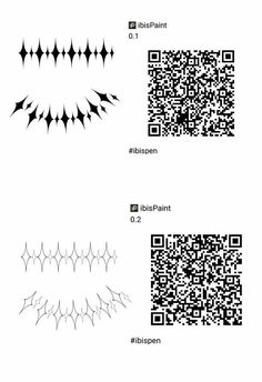 three different types of black and white images with qr code for each image in the bottom right corner