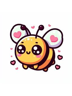 a cute little bee with hearts on it