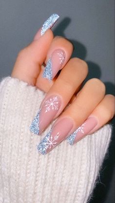 Cute Christmas And New Years Nails, Ballerina Nails Christmas, Cristmass Nails 2023, Christmas Nails Ballerina, Holiday Nails Designs, Christmas Nails Acrylic