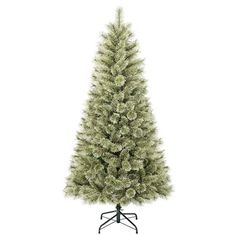 a white christmas tree with snow on the top and branches in black stands against a white background