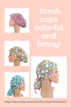 Υou will love this style of the scrub cap because it COVERS COMPLETELY your MEDIUM LONG HAIR .It is close fitting around the front and slouches a little in the back . #scrubcaps #scrubhats #surgicalcap #nurseslifstyle #bouffant #ponytail