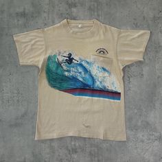 (Refer to measurements below for sizing not tagged size) Measurements: Pit to pit-19" shoulder to bottom-25" Copenhagen Clothes, Mens Fits, Surf Tee, Surf Shirt, Vintage Surf, Southern Shirts, Surf Outfit, Surf Art, Surf Shop