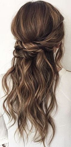 Wedding hairstyle idea; Featured Hairstyle: ashpettyhair Halfway Up Hairstyles, Brunette Ombre, Wedding Hair Down, Braided Hairstyles For Wedding, Short Hairstyle, Wedding Hairstyles For Long Hair, Half Up Hair, Long Hairstyles, Wedding Hair And Makeup