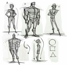 some sketches of different poses and body shapes