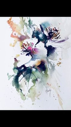 watercolor painting of flowers on white paper