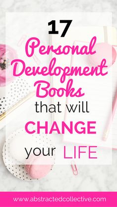 personal development books that will change your life with the title overlaying it in pink