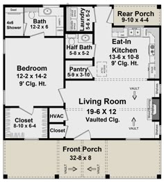 the floor plan for a small house with two bedroom and living room on each side