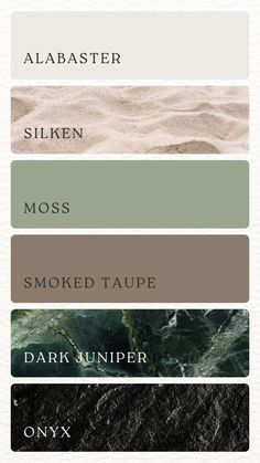 the color scheme for different shades of green, brown and white with text on it