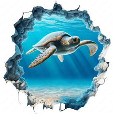 an image of a sea turtle in the ocean with blue water and sunbeams