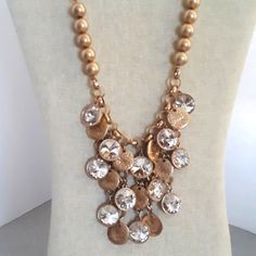 Premier Designs Bombshell Necklace New With Tags Colors: Goldtone/Brassy With Large Rhinestones Condition Is New With Tags Length Is Approximately: 25 Inches With No Extension.