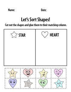 a printable worksheet with hearts and stars