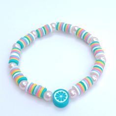 Handmade item Clay bead bracelets! Multicolor Pearl Bracelet With 8mm Round Beads, Colorful Beads Pearl Bracelet For Friendship, Multicolor Wooden Beads Friendship Bracelets, Handmade Playful Beaded Bracelets, Polymer Clay Beads Bracelet Ideas, Preppy Clay Bead Bracelets, Clay Beads Bracelet Ideas, Clay Bead Ideas, Clay Bracelet Ideas