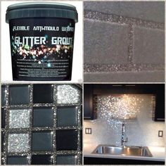 several pictures of different types of glitter in the kitchen