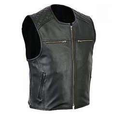 Trendy Fashion Men's Black Leather Biker Vest, Mens Clothing Leather Biker Vest, Sleeveless Waistcoat, Motorcycle Vest, Biker Vest, Mens Black Leather, Men's Coats & Jackets, Biker Style, Mens Vest, Fashion Mens