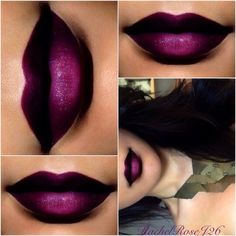 This lip color is EVERYTHING.  Lip concoction: MAC Cyber, Rebel. OCC Feathered lip tar. Popular Lipstick, Maquillage On Fleek, Purple Lips, Purple Lipstick, Ombre Lips, Matte Red, Lip Art, Beautiful Lips, Matte Lip