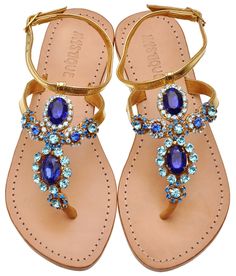 Sandals Mystique Sandals, Royal Navy Blue, Navy Blue And Gold, Jeweled Sandals, Olivia Palermo, Gold Sandals, Cute Sandals, Slingbacks