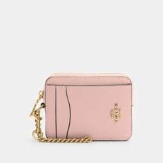 COACH® Outlet | Zip Card Case Trendy Wallets For Women, Wallet With Keychain, Designer Card Holder Wallet, Coach Wallet Keychain, Pink Coach Wallet, Coach Zip Card Case, Small Wallets For Women, Pretty Tote Bags, Stylish School Bags