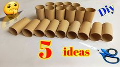 there are five rolls of toilet paper with scissors next to it and the words 5 ideas