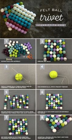 instructions to make a felt ball trivet