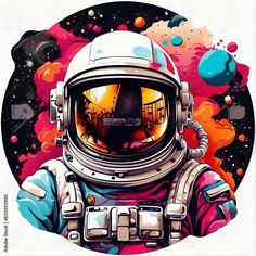 an astronaut in outer space with planets around him