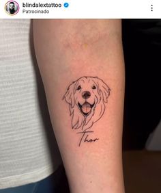 a dog's face on the arm is shown with a name and an image