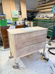 a workbench is being built in a workshop