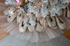 a christmas tree with ballet shoes on it