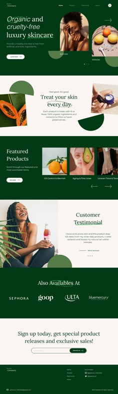 the website design for an organic cosmetics company